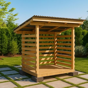 New  4x6 Firewood Shed Plans - Build Firewood Storage Garden - DIY Firewood Rack Outdoor -2 Cord Wood Shed DIY Plans