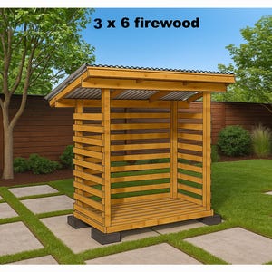 New 2025 3 x 6 Firewood Shed Plans - Build Firewood Storage Garden - DIY Firewood Rack Outdoor -2 Cord Wood Shed DIY Plans