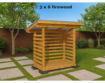 3 x 6 DIY Firewood Shed Plans: Outdoor 2-Cord Wood Storage (PDF Plans)