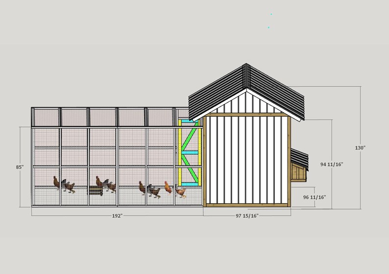 DIY Chicken Coop Plans With Run: 8 X 24 (PDF Plans Included - Etsy