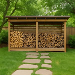 New 2025 6 x16 Firewood Shed Plans - Build Firewood Storage Garden - DIY Firewood Rack Outdoor -2 Cord Wood Shed DIY Plans