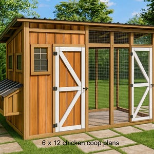 6x12 Chicken coop plans - DIY Chicken coop plans with run - DIY Chicken run plans - Chicken Coop & Run Plans