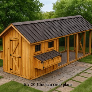 6 x 20 Chicken coop plans - DIY Chicken coop plans with run -DIY Chicken run plans -Chicken Coop & Run Plans -Chicken coop plans 15 chickens