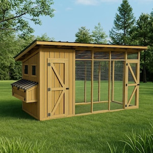 6x16 Chicken coop plans - DIY Chicken coop plans with run - DIY Chicken run plans - Chicken Coop & Run Plans