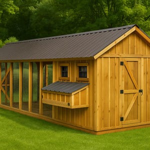 8 x 32 Chicken coop plans - DIY Chicken coop plans with run - DIY Chicken run plans - Chicken Coop & Run Plans 30 chickens