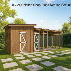 New 2025. 8x24 Chicken coop plans-DIY Chicken coop plans with run-Diy chicken run plans.20chickens DOWNLOAD file PDF