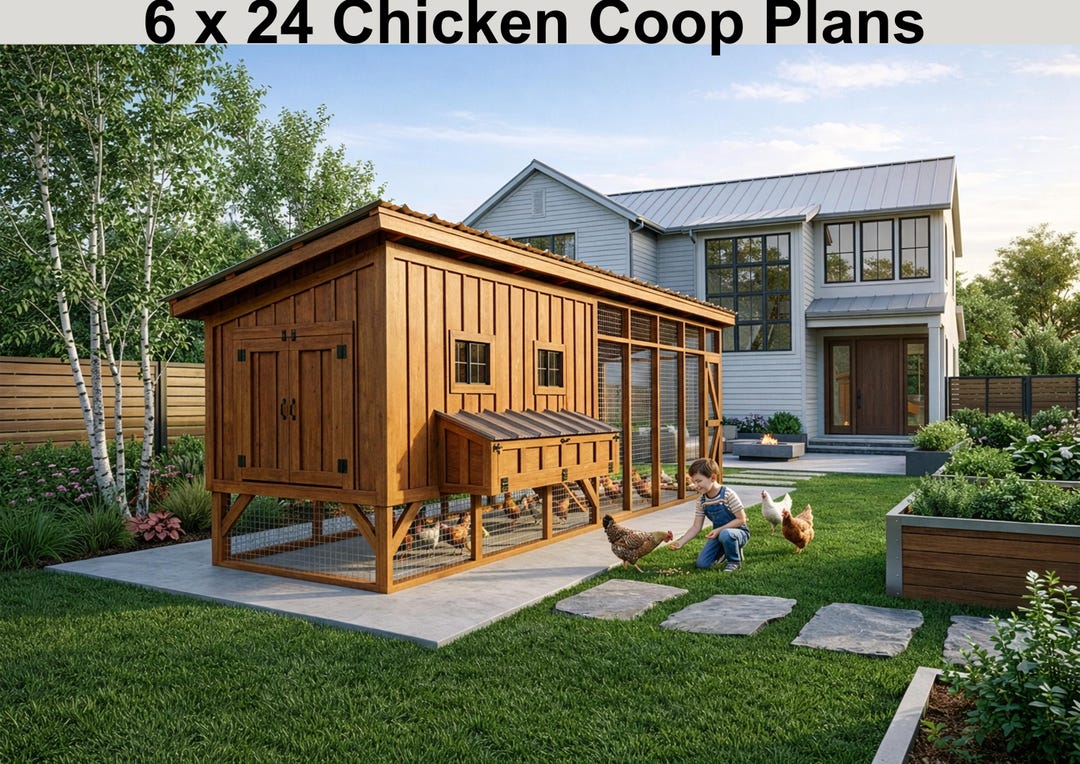 New 2026 6x24 Chicken Coop Plans With Run: DIY Build (PDF Download ...