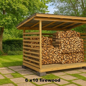 6 x 10 Firewood Shed Plans - Build Firewood Storage Garden - DIY Firewood Rack Outdoor -2 Cord Wood Shed DIY Plans