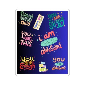 Positive Vibes Kiss-Cut Stickers, Motivational Stickers, Inspirational Decals, Planner Stickers, Self-Care Stickers, Unique Gifts