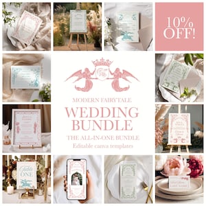 Bearbeitbares All-In-One-Märchen-Hochzeits-Bundle | Bearbeitbare Canva Vorlage