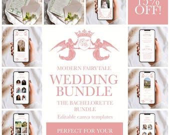 Editable Fairytale Modern Bachelorette Bundle | Editable Canva Template