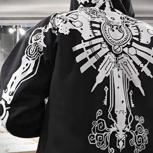 Vi Arcane Back Tattoo Zip Hoodie League of Legends CaitVi Vi Neck Gears Tattoo Hooded Sweatshirt