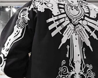 Bluza z kapturem Vi Arcane Tattoo na zamek błyskawiczny z kołnierzykiem i motywem Gears