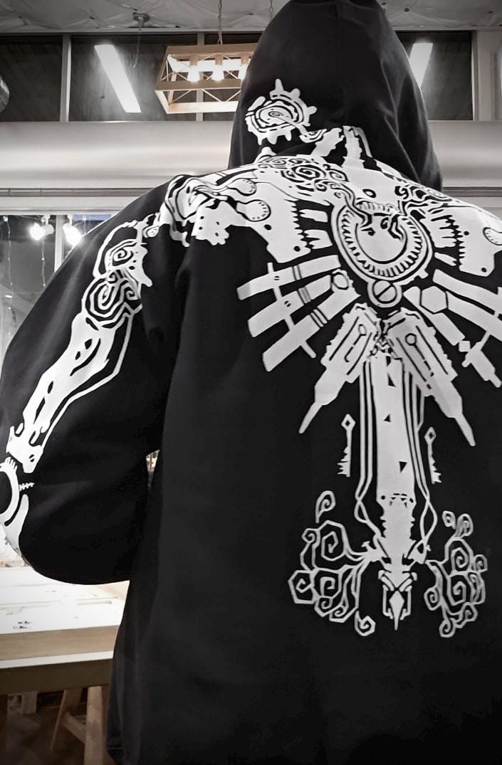 Vi Arcane Tattoo Zip Hoodie With Neck Gears Hooded Sweatshirt