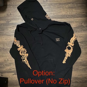 Bluza z kapturem Vi Arcane Back Tattoo League of Legends CaitVi Bleach Painting Vi Neck Gears Hooded Sweatshirt Pullover
