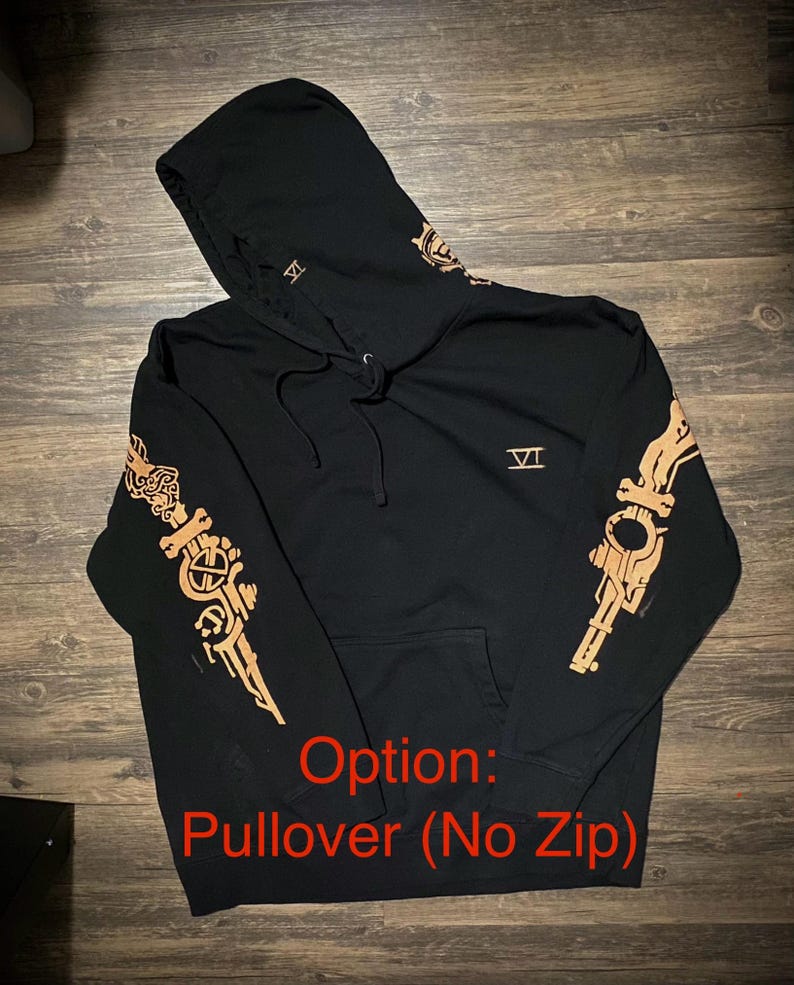 Bluza z kapturem Vi Arcane Back Tattoo League of Legends CaitVi Bleach Painting Vi Neck Gears Hooded Sweatshirt Pullover