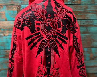 Bluza z kapturem Vi Arcane z nadrukiem na plecach i tatuażem na szyi w kolorze czerwonym z kapturem
