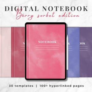 iPad Digital Notebook | Hyperlinked Study Planner, Berry Colors (Digital Download)