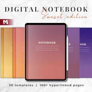 Digital Notebook for Goodnotes and Notability | Hyperlinked Study Planner, Berry Colors (Digital Download)
