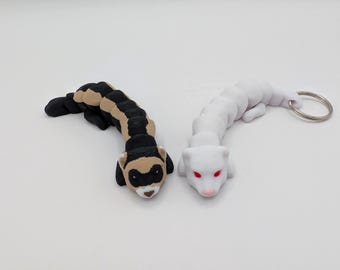 Juguete antiestrés de hurón personalizable / Compañero de escritorio articulado o llavero