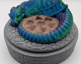 Bandeja de almacenamiento y liado personalizable con forma de nido de dados de dragón durmiente