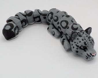 Juguete antiestrés personalizable de leopardo de las nieves / Decoración de escritorio articulada