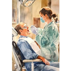 Mrs. Dentist, Lady dentist with a patient, Stylish poster for a dentist | Dental office decoration | Gift for a dentist