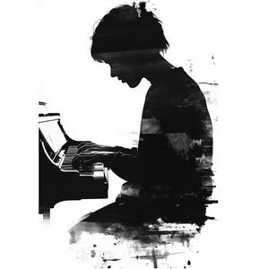 Minimalist piano poster - modern decoration, gift for a pianist, musical graphic