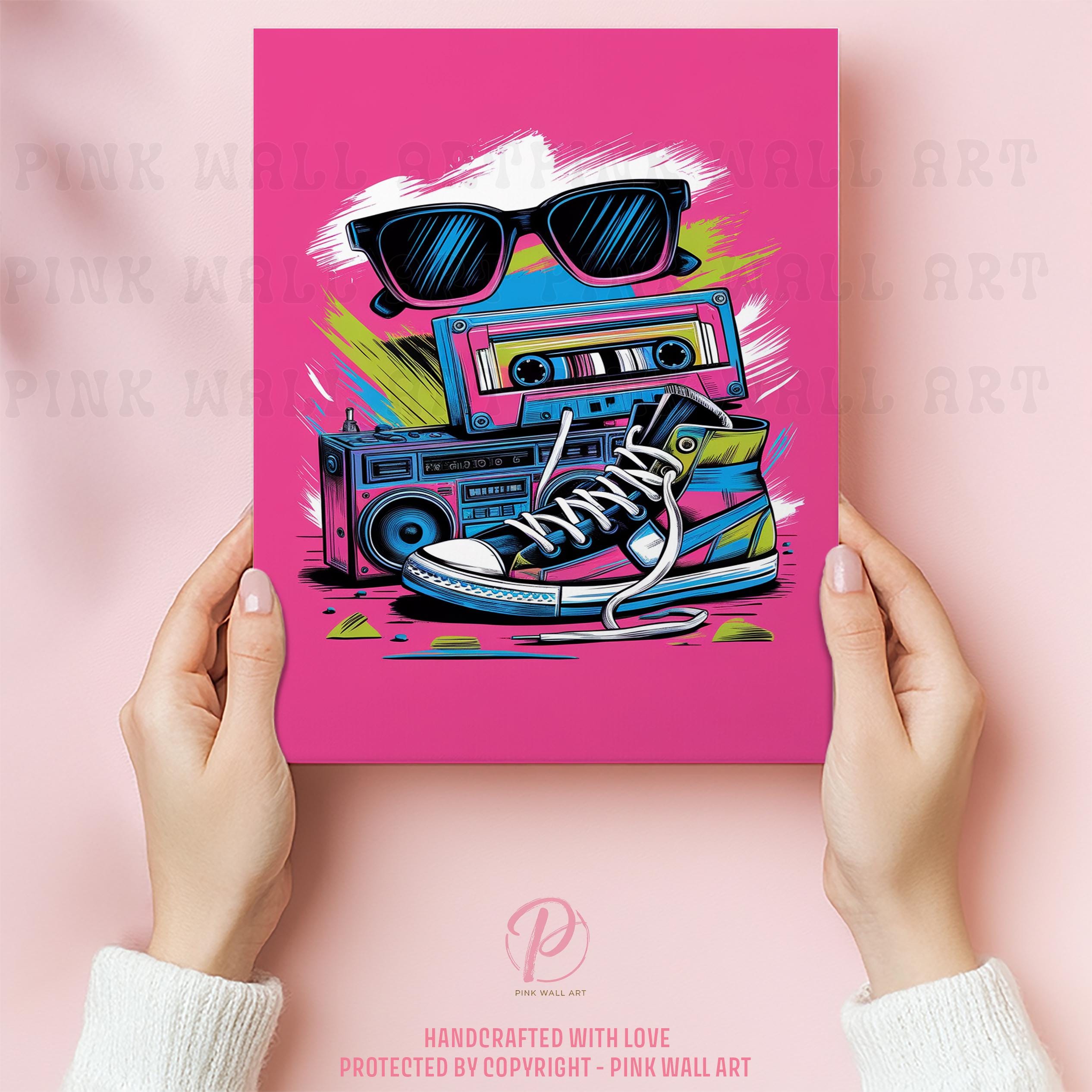 Retro 80s Pop Culture Vibes Art Poster or Canvas Wall Art