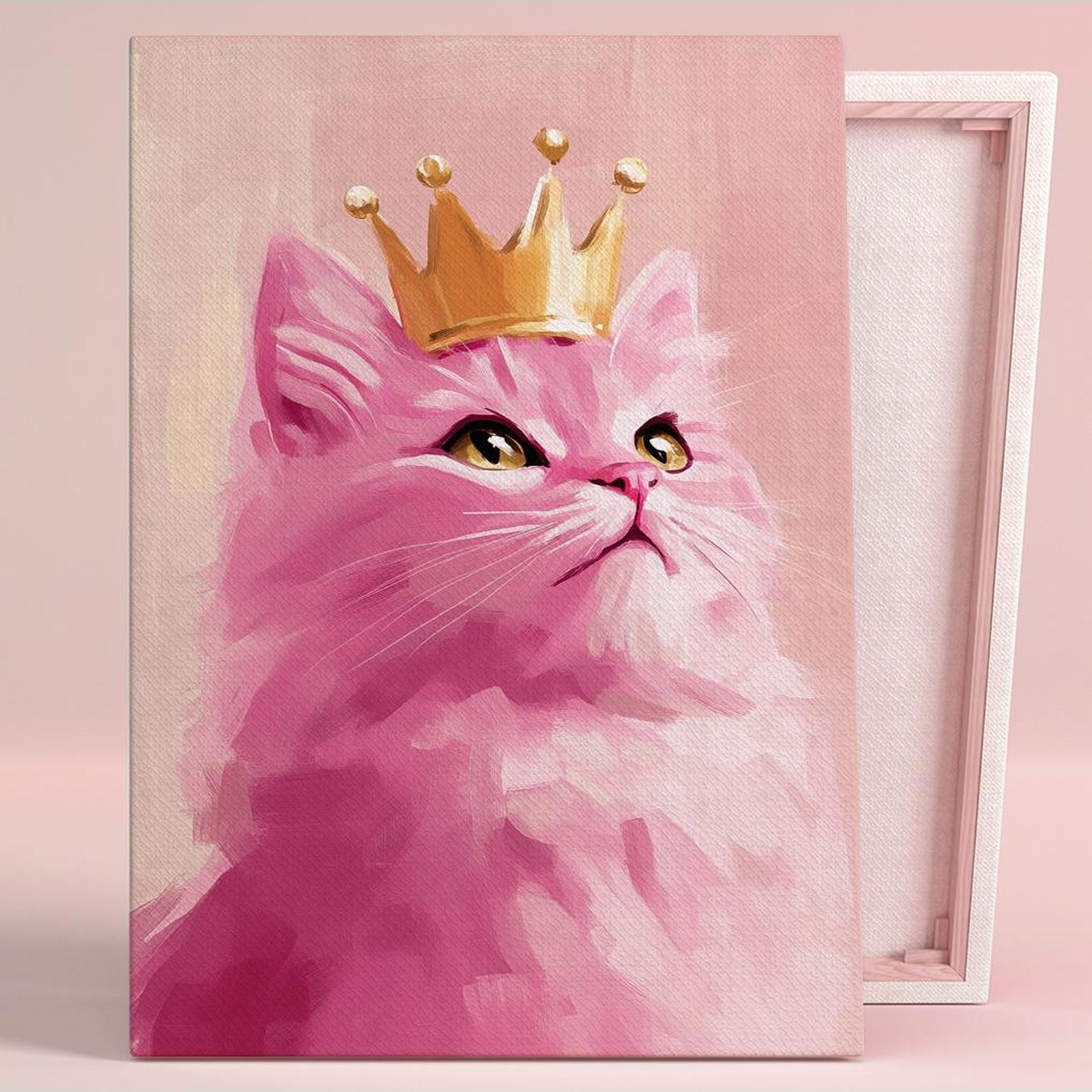 Royal Pink Cat Crown Art Poster or Canvas Wall Art Glam Bedroom ...