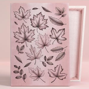 Herbst Blätter Botanische Studie Kunst Poster oder Leinwand Wandkunst für Moderne Wohnzimmer Minimalist Natur Print Rosa Wand Kunst Serie Büro Dekor