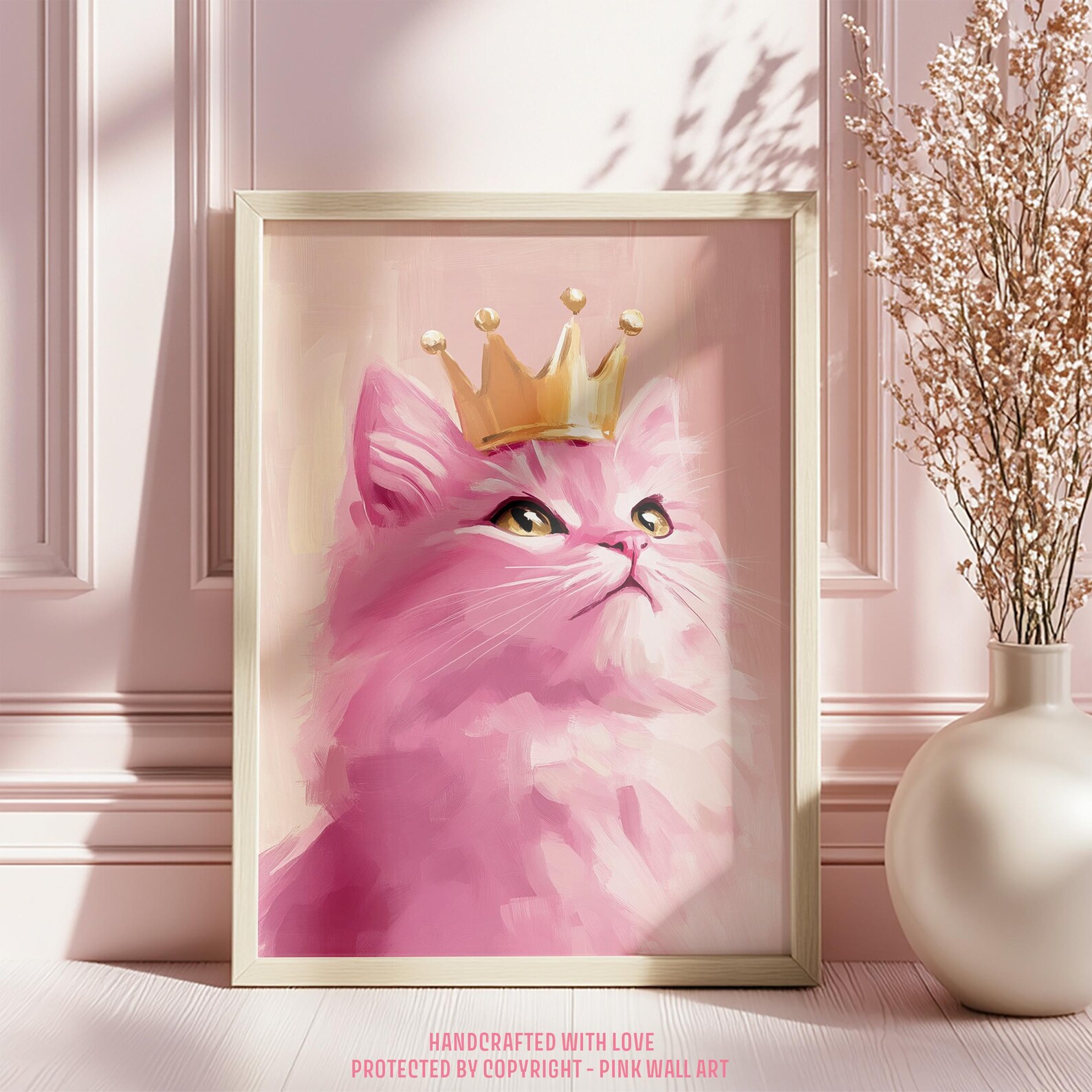 Royal Pink Cat Crown Art Poster or Canvas Wall Art Glam Bedroom ...