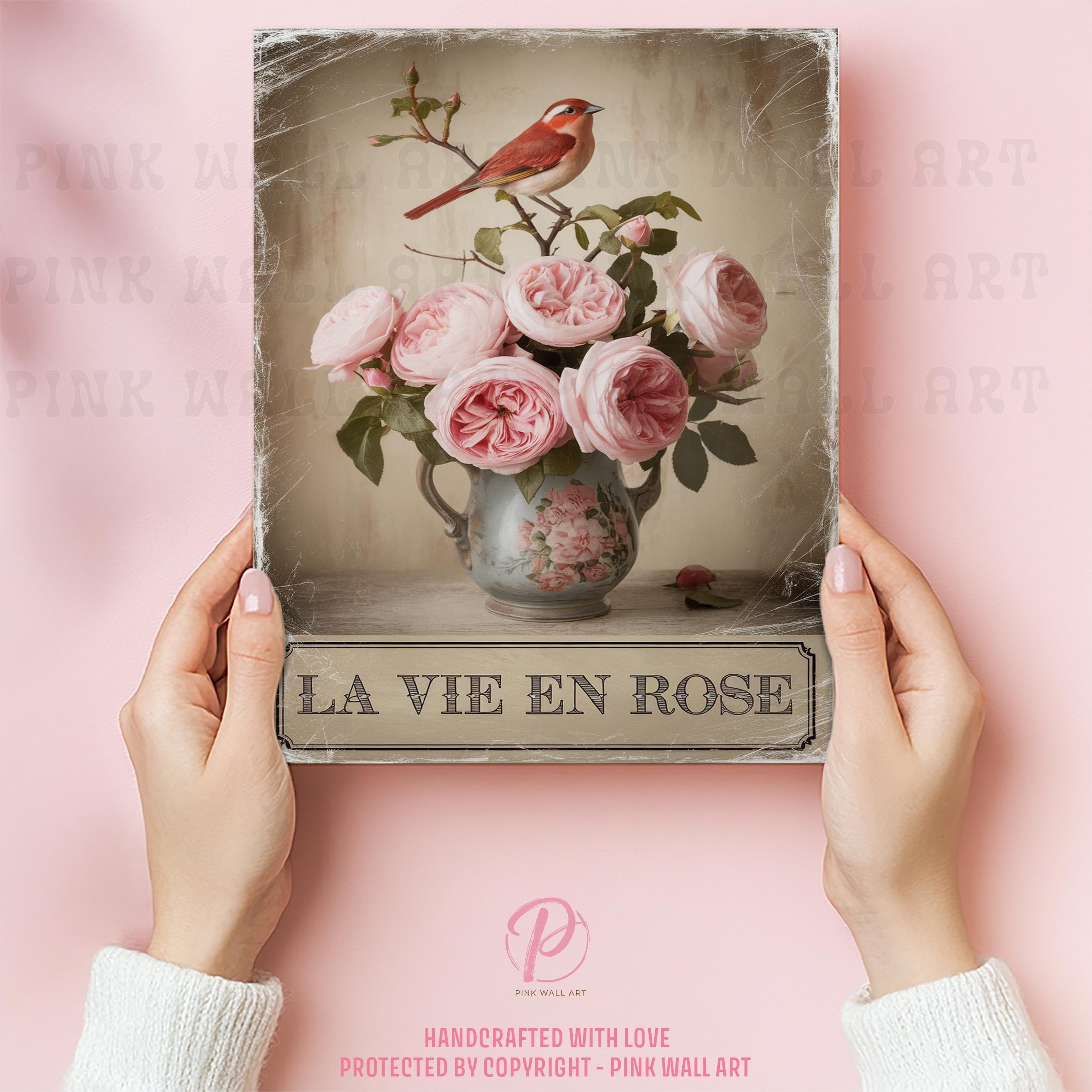 La Vie En Rose Art Poster or Canvas Wall Art French Country Living
