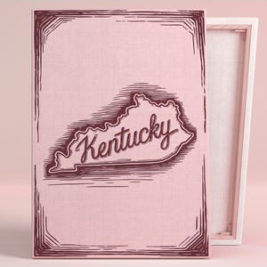 Affiche d'art Kentucky State Pride ou oeuvre d'art murale en toile pour salon rustique typographie vintage Design impression série d'art mural rose, décoration champêtre