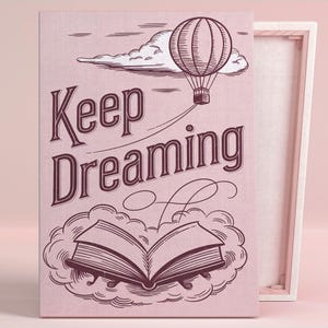 Literarisches Abenteuer Kunstposter oder Leinwand Wandkunst für modernes Schlafzimmer wunderliche Vintage Illustration rosa Wandkunst Büro Dekor
