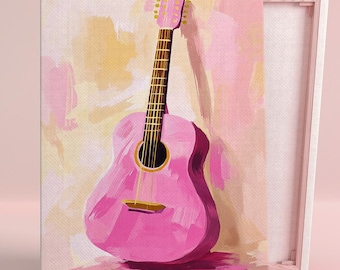 Pink Guitar Melody Art Poster or Canvas Wall Art Modern Living