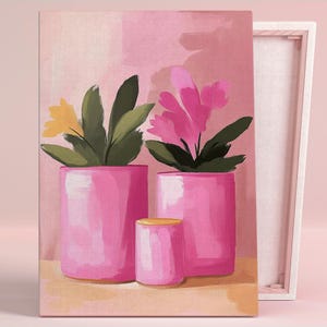 Moderne botanische Glückseligkeits-Kunstplakat oder Segeltuch-Wand-Kunst für minimalistische Wohnzimmer-zeitgenössische Blumenentwurfs-Elemente rosa Kunst-Schlafzimmer-Dekor