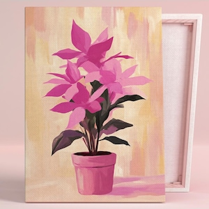 Póster de arte o lienzo con diseño botánico minimalista de Blooming Pink Serenity para sala de estar moderna, serie de arte rosa para decoración de dormitorio