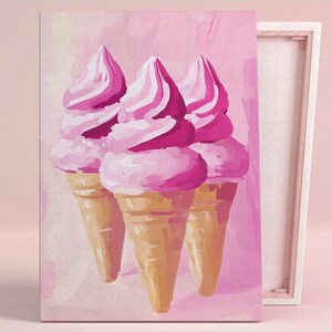 Sweet Pink wirbelt Kunst Poster oder Leinwand Wandkunst für moderne Küche Zeitgenössische Eistüte Druck rosa Wand Kunst Serie Esszimmer Dekor