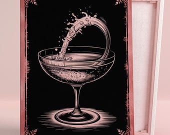 Champagne Splash Elegance Art Poster or Canvas Wall Art for Glam Dining Room Contemporary Vintage Print Pink Wall Art Series Kitchen Decor