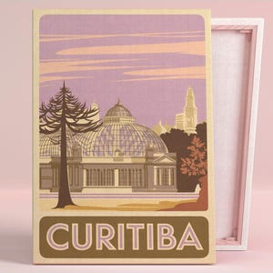 Curitiba Botanischer Garten Kunst Poster oder Leinwand Wandkunst für Mid-Century Moderne Wohnzimmer Vintage Rosa Wandkunst Zeitgenössisches Büro Dekor