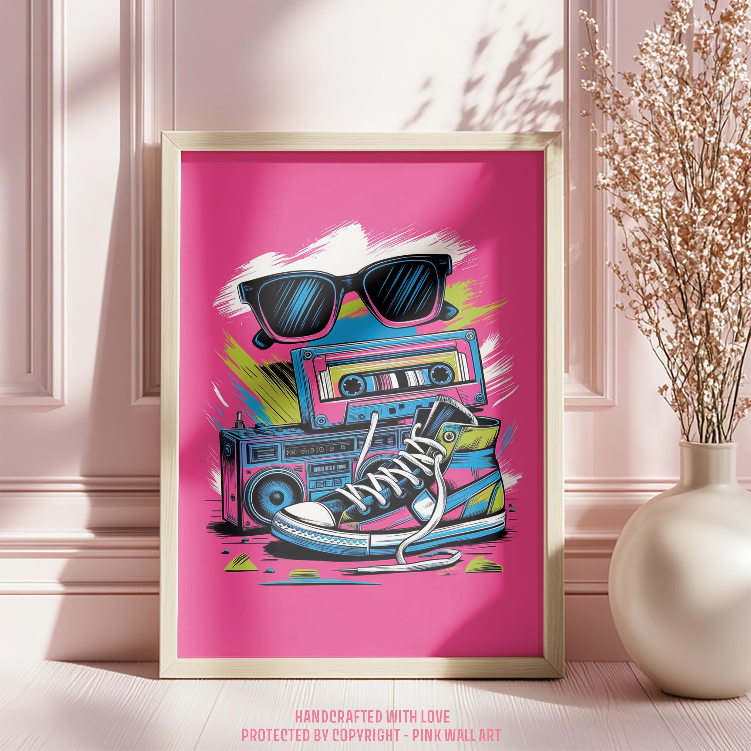 Retro 80s Pop Culture Vibes Art Poster or Canvas Wall Art