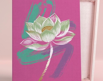 Serene Lotus Elegance Art Poster or Canvas Wall Art for Modern Living Room Asian Zen Floral Design Print Pink Wall Art Series Bedroom Decor
