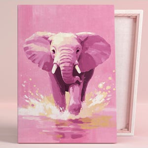 Majestätischer Elefant Splash Art Poster oder Leinwand Wandkunst für Modernes Wohnzimmer Zeitgenössische Bold Colors Print Pink Art Series Schlafzimmer Dekor
