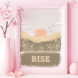 Rise with the Dawn Art Poster oder Leinwand Wandkunst für moderne Wohnzimmer Minimalist Landschaft Design Print Pink Art Series Schlafzimmer Dekor