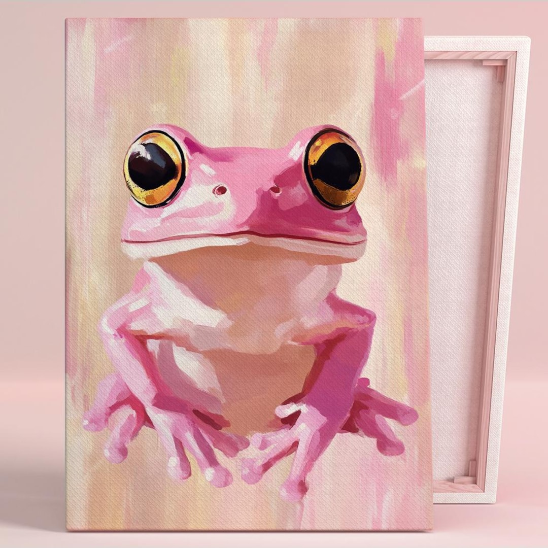 Enchanted Pink Frog Portrait Art Poster or Canvas Wall Art Modern ...