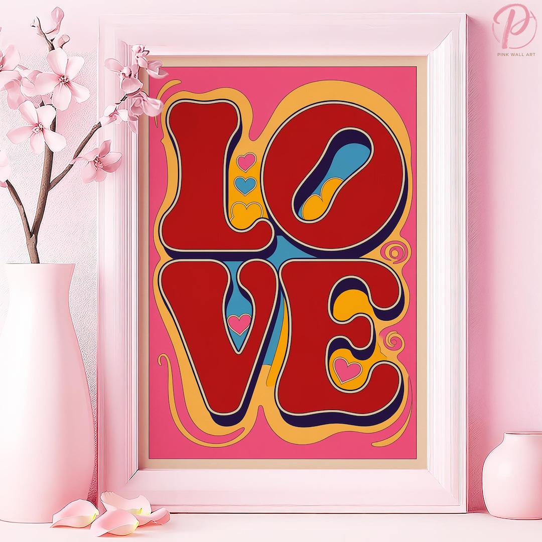 Love Letters Typography Pop Art Poster or Canvas Wall Art Mid-century ...