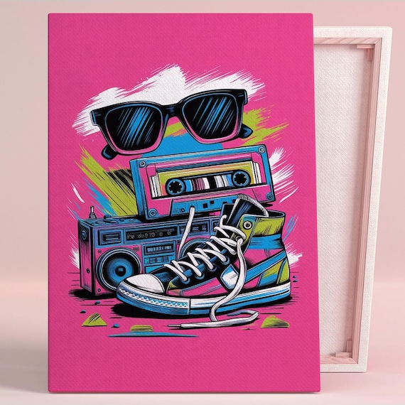 Retro 80s Pop Culture Vibes Art Poster or Canvas Wall Art