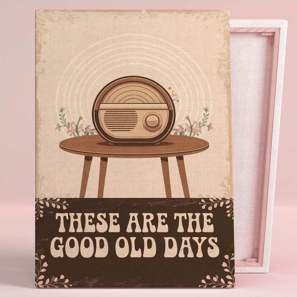 These Are The Good Old Days Art Poster or Canvas Wall Art Mid-Century Modern Living Room Vintage Retro Music Pink Art Rustic Office Decor
