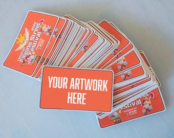 Stickers Die-Cut or Kiss-Cut custom printed on water-proof vinyl for business or personal use